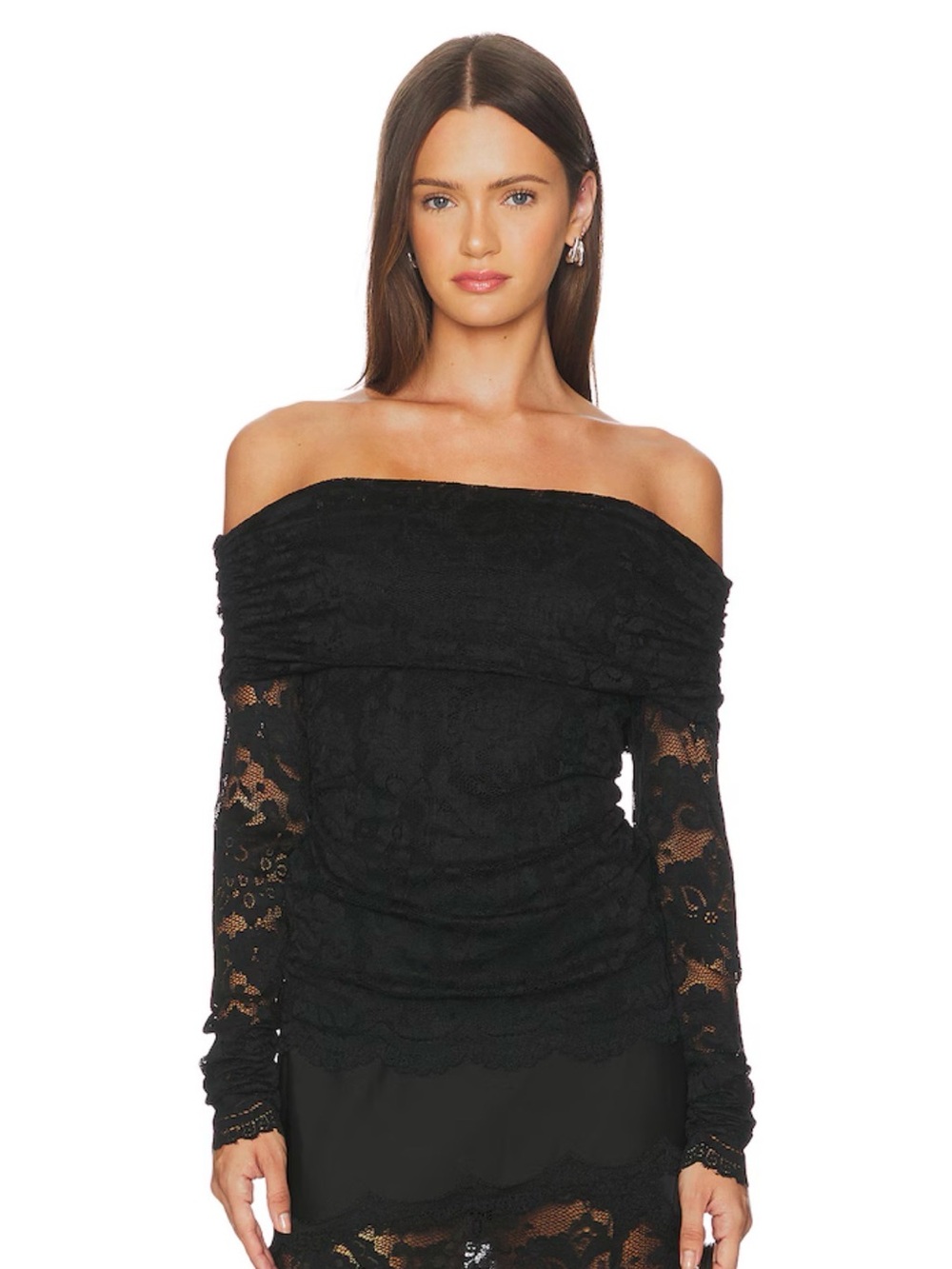 Generation Love Romeo Off-Shoulder Black Lace Long-Sleeve Top NWT